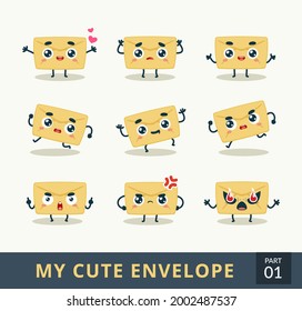 Mascot images of the Envelope. First set. Vector Illustration