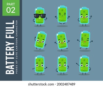 Mascot images of the Full Battery. Second set. Vector Illustration