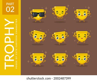 Mascot images of the Gold Trophy. Second set. Vector Illustration