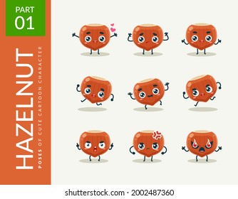 Imágenes de mascota del Hazelnut. Primer conjunto. Ilustración vectorial