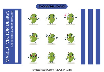 Mascot images of the mango. set. Free Vector
