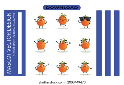 Mascot images of the orange. set. Free Vector
