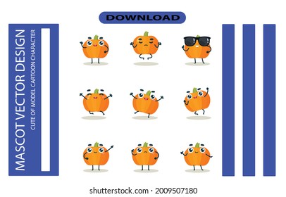 Mascot images of the pumkin set. Free Vector High Quality