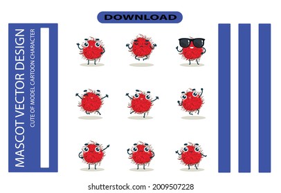 Mascot images of the rambutan set. Free Vector High Quality