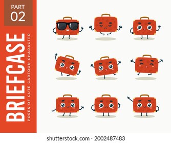 Mascot images of the Red Briefcase. Second set. Vector Illustration