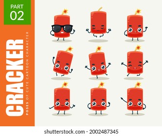 Mascot images of the Red Cracker. Second set. Vector Illustration
