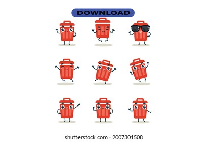 Mascot images of the trash. set. Free Vector