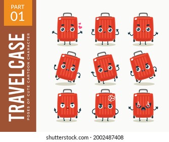 Mascot images of the Travel bag. First set. Vector Illustration