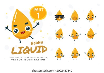 Mascot images of the Yellow Liquid. Second set. Vector Illustration