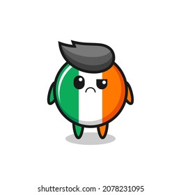 the mascot of the ireland flag badge with sceptical face , cute style design for t shirt, sticker, logo element
