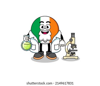 Mascot of ireland flag as a scientist , character design