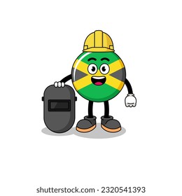 Mascot of jamaica flag as a welder , character design