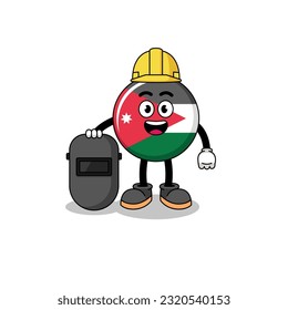 Mascot of jordan flag as a welder , character design