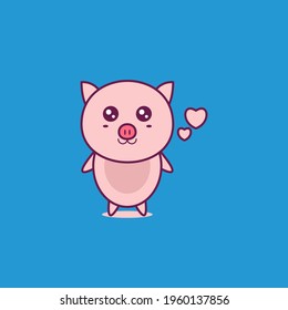 mascot kawaii cartoon cute pig vector illustration