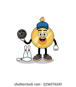Mascot of key as a bowling player , character design