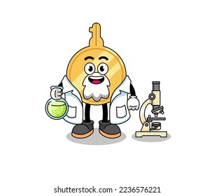 Mascot of key as a scientist , character design
