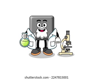 Mascot of keyboard A key as a scientist , character design