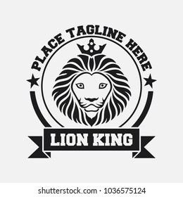 Mascot king of black lion's head on white background