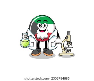 Mascot of kuwait flag as a scientist , character design