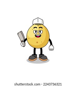 Mascot of langsat as a butcher , character design