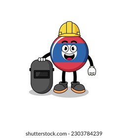 Mascot of laos flag as a welder , character design
