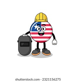 Mascot of liberia flag as a welder , character design
