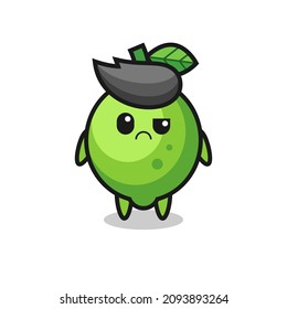 la mascota de la cal con cara escéptica, diseño de estilo lindo para camiseta, pegatina, elemento logotipo