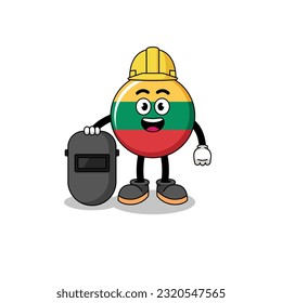 Mascot of lithuania flag as a welder , character design