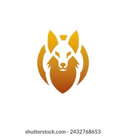 mascot logo, animal logo, fox head logo, simple and unique orange wolf logo 