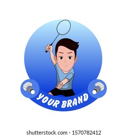 Mascot or logo for badminton club or agency, with cute  badminton athlete character.