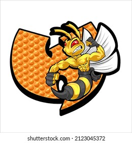 Mascot logo battle karate bee