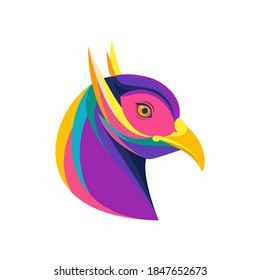 mascot logo with bird shape. colorful. white background