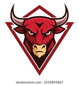 Mascot logo Bull head in a Triangle vector