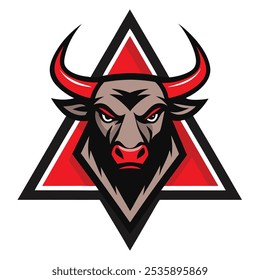 Mascot logo Bull head in a Triangle vector