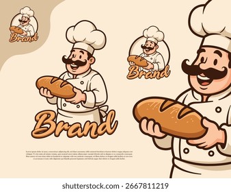 Maskottchen oder Logo Chef Bäckerei Vorlage