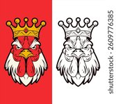 mascot logo chicken head with crown