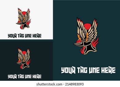 mascot logo design of eagle and flame vector