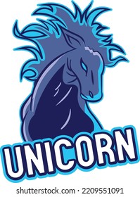Mascot logo design, illustration on the unicorn or horse.
