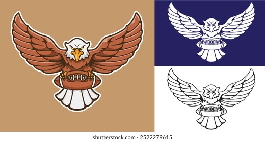 mascot logo eagle with american football good for sticker, club logo, team, community, etc