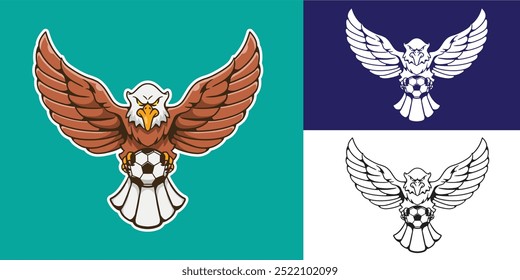 mascot logo eagle with football good for team logo, club, community, sticker, etc
