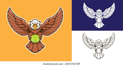 mascot logo eagle with tennis ball good for team logo, club, community, sticker, etc