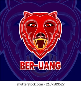mascot logo, esports, red bear, suitable for the needs of community logos, brands, t-shirts, and others