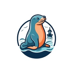 A Mascot Logo In The Form Of A Sea Lion For A Marine Tourism Service Provider Company