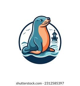 A mascot logo in the form of a sea lion for a marine tourism service provider company