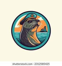 A mascot logo in the form of a sea lion for a marine tourism service provider company