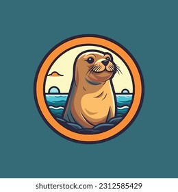 A mascot logo in the form of a sea lion for a marine tourism service provider company