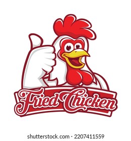 Mascot Logo Fried and Grilled Chicken is suitable for Restaurants, Banners, Labels, Product Packaging and Neon Signs