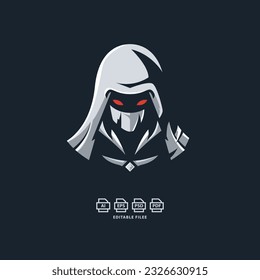 mascot logo, gaming badge, assassin mascot logo.