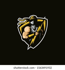 mascot logo god of thunder vector illustration