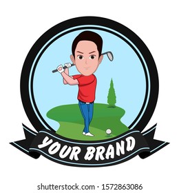 Mascot or logo for golf store , club or community, with cute  golf player character.